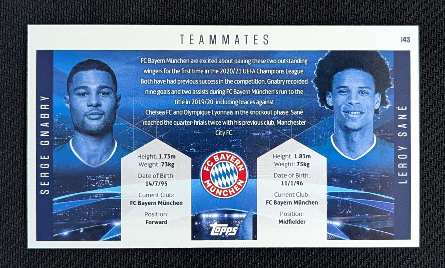 #143 - Serge Gnabry & Leroy Sane - Bayern Munchen - UCL Best Of The Best - Team Mates