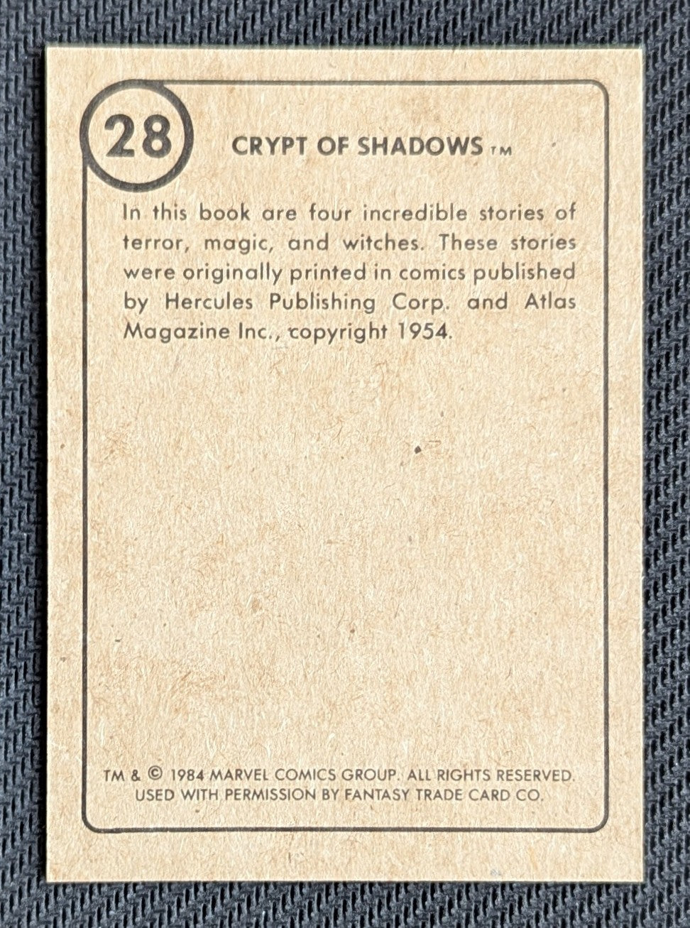 #28 Crypt Of Shadows - Marvel First Issue Covers 1984