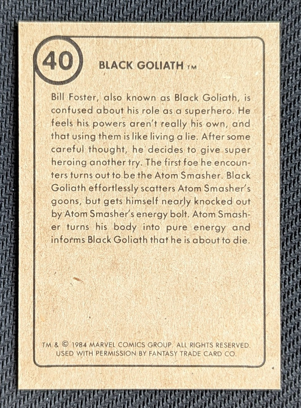 #40 Black Goliath  - Marvel First Issue Covers 1984