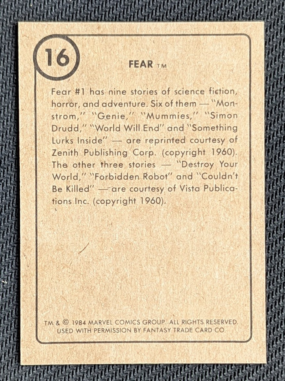 #16 Fear - Marvel First Issue Covers 1984