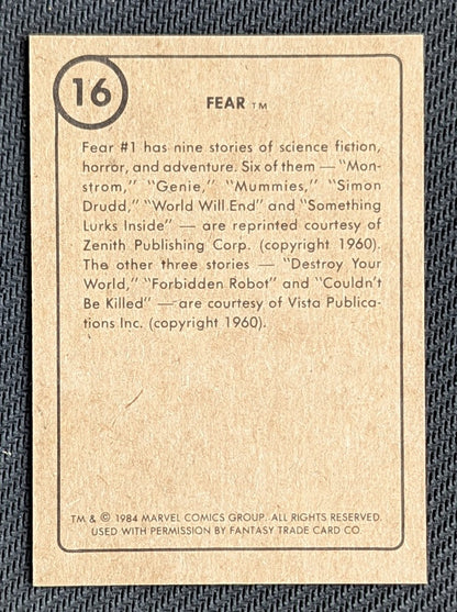 #16 Fear - Marvel First Issue Covers 1984